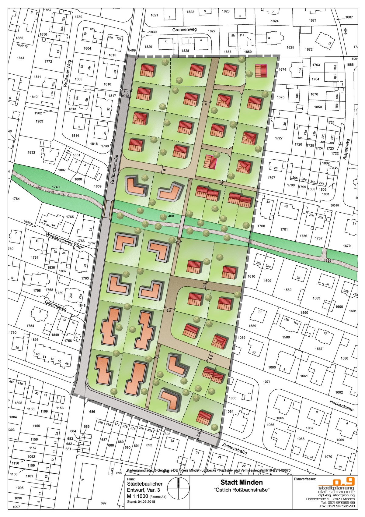 11städtebaulicher Entwurf für das Baugebiet an der Roßbachstraße